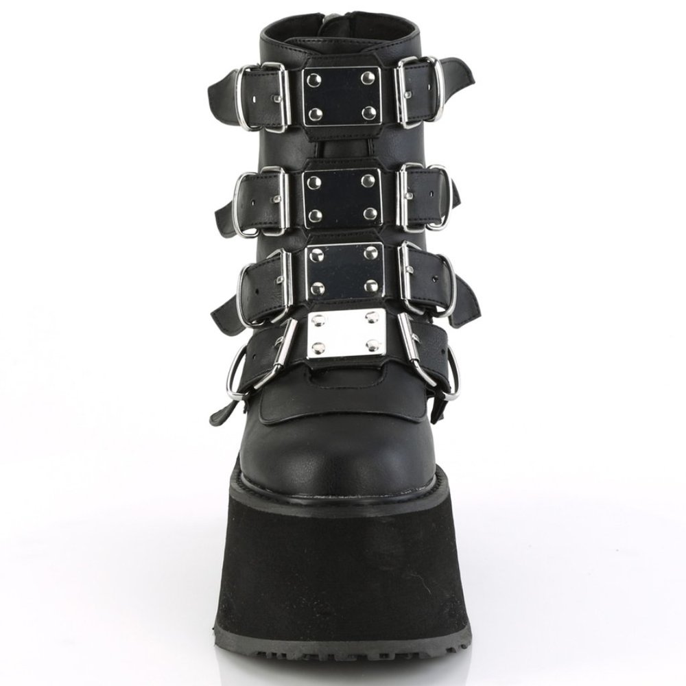 Goth Metal Plate Platform Ankle Boots